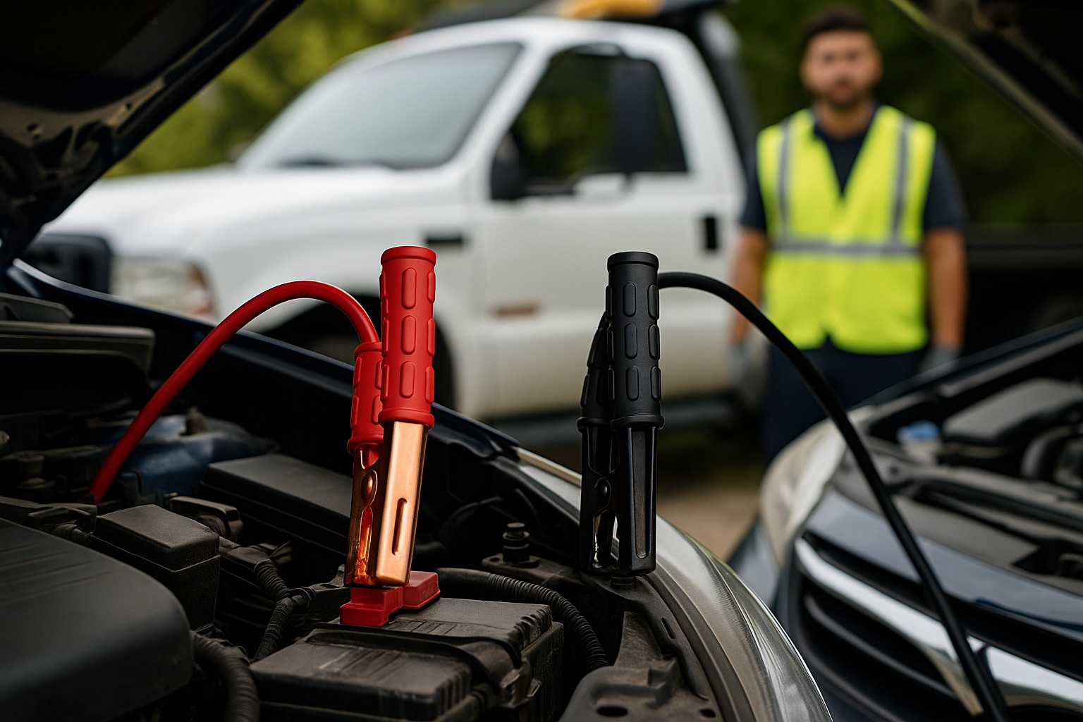 Technician providing roadside assistance